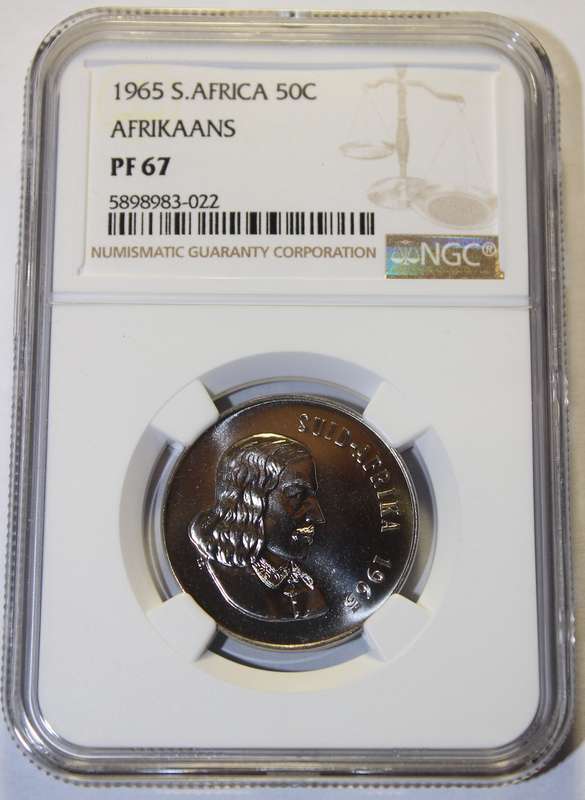 1965 50 CENT AFRIKAANS NGC GRADED PF67