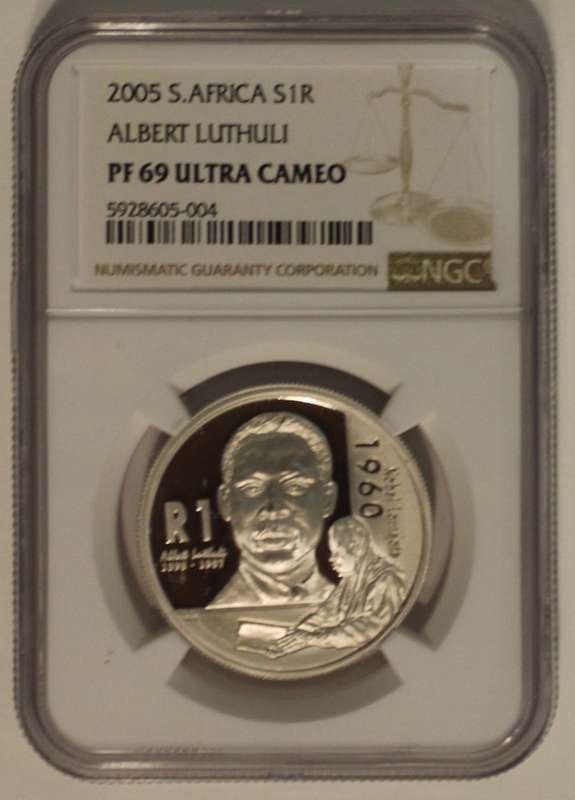 2005 1 RAND AlBERT LUTHULI NGC GRADED PF69 UC