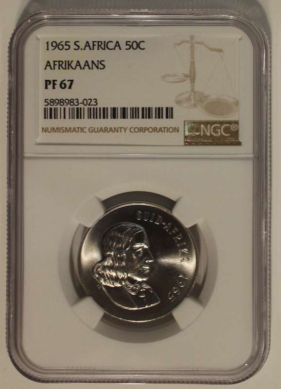 1965 50 CENT AFRIKAANS NGC GRADED PF67