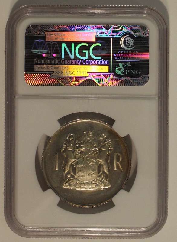 1969 1 RAND DR DONGLES  - AFRIKAANS NGC GRADED PF66 UC