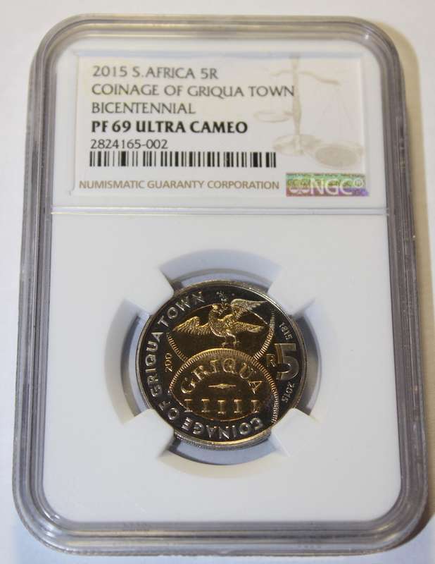 2015  5 RAND COINAGE OF GRIQUA TOWN NGC GRADED PF69 UC