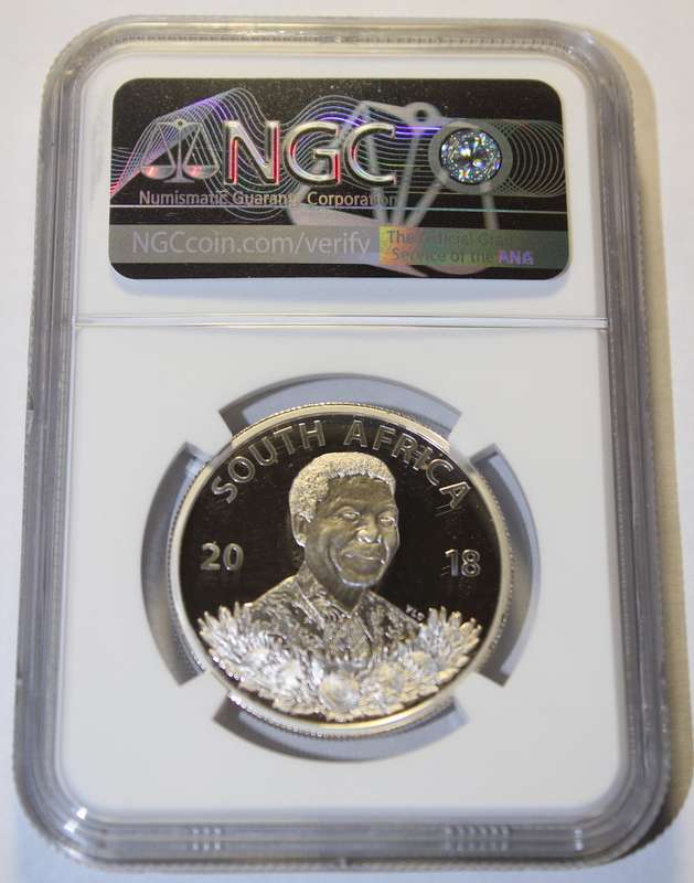 2018 1 RAND NELSON MANDELA - ROBBEN ISLAND NGC GRADED PF70 UC