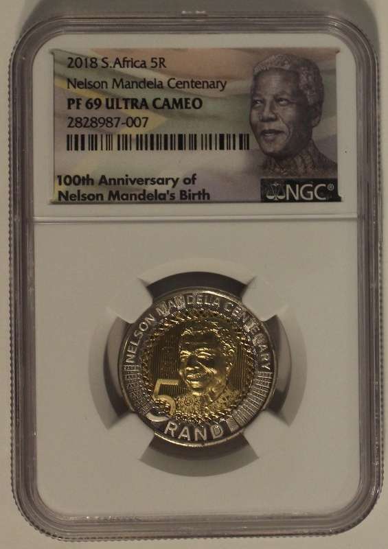 2018 5 RAND MANDELA CENTENARY NGC GRADED PF69 UC