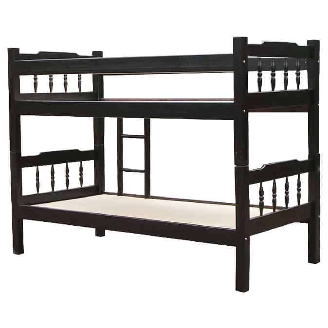 Wood bunk bed - Single bunker bed - Mahogany stain