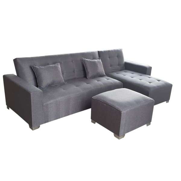 Corner Sleeper Couch - Grey Tapestry - Ottoman Included
