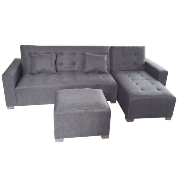 Corner Sleeper Couch - Grey Tapestry - Ottoman Included