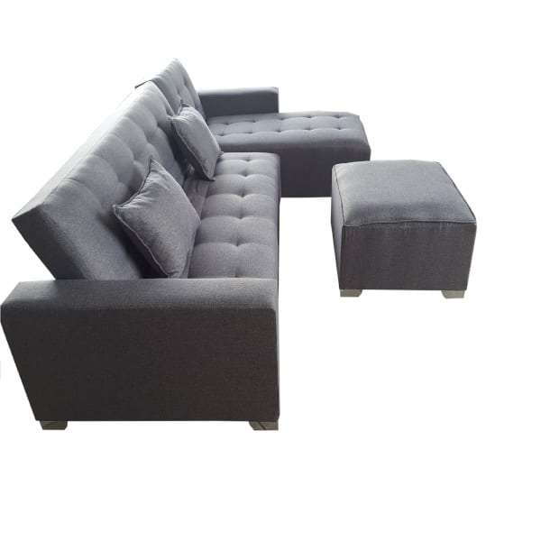 Corner Sleeper Couch - Grey Tapestry - Ottoman Included