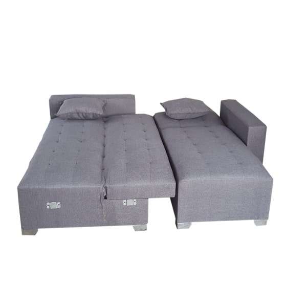 Corner Sleeper Couch - Grey Tapestry - Ottoman Included