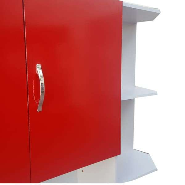Set of Red Kitchen Cupboards - Assembled - 2.2m width - Black top