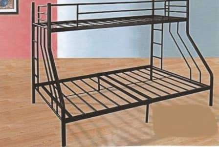 Steel Double Bunk Bed - Single top, Double bottom - Assembled