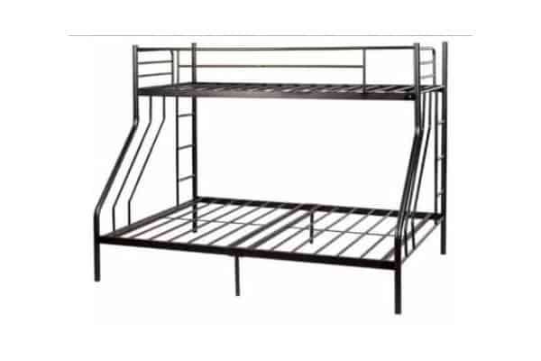 Steel Double Bunk Bed - Single top, Double bottom - Assembled