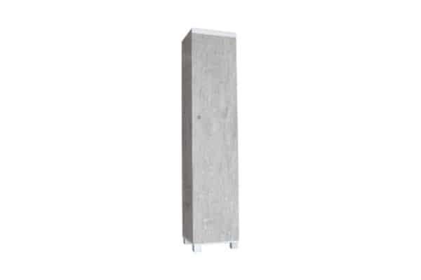 Single-Door Upright Broom Cupboard - Grey Wood - Shelf - Raised