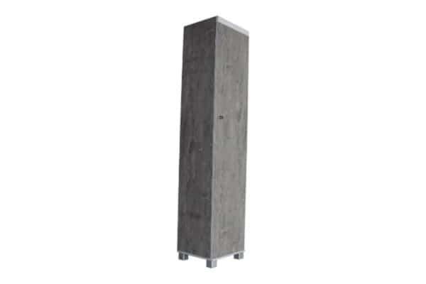 Single-Door Upright Broom Cupboard - Grey Wood - Shelf - Raised