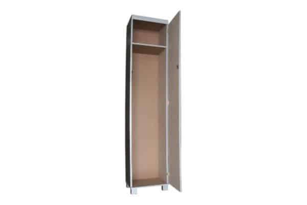 Single-Door Upright Broom Cupboard - Grey Wood - Shelf - Raised