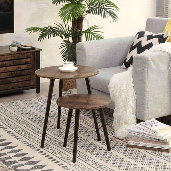 Set of Tables - Round brown tops - Assembled - Lightweight