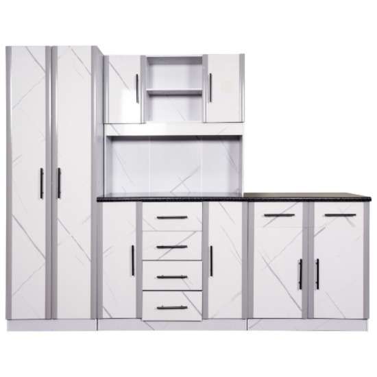 White Gloss Kitchen Cupboards - Assembled - Set of 3 pieces