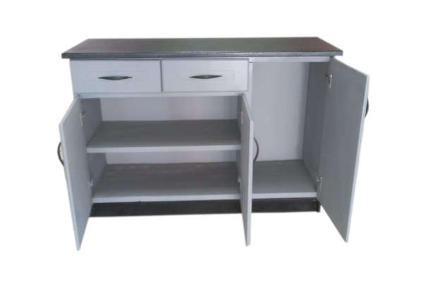 Grey Kitchen Cupboard - Assembled - 1.3m in Width - Storage