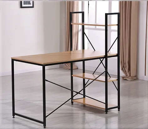 Desk With Bookshelf - Oak with black metal structure - Assembled