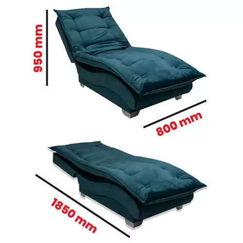 Sleeper chair in grey velvet - Recliner - 3 different positions