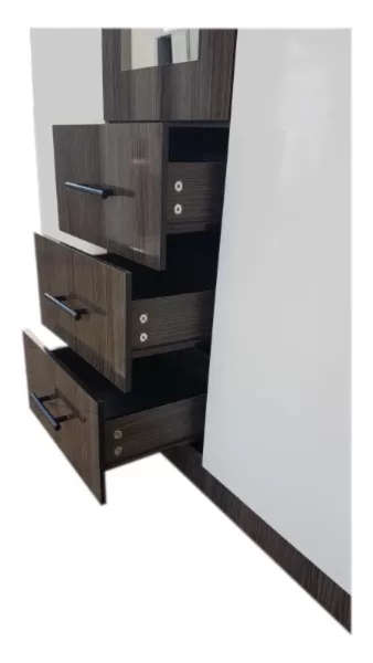 High-Gloss Wardrobe 1.2m wide - Brown and White - Assembled