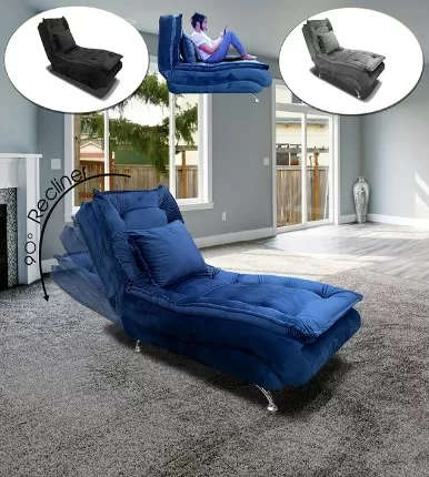 Sleeper chair in grey velvet - Recliner - 3 different positions