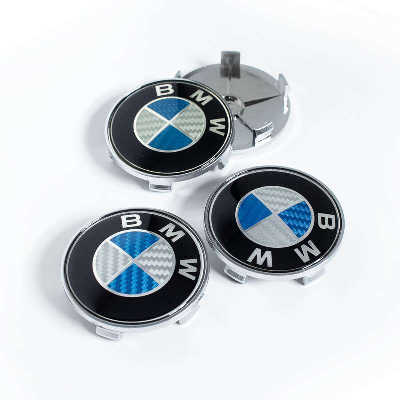 BMW Blue Carbon centre caps-68mm-4pk compatible with BMW vehicles