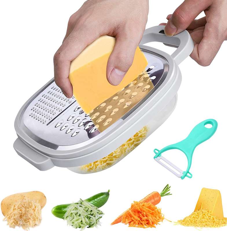 Cheese Grater With Container And Lid For Cheese, Vegetables