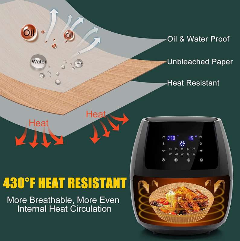 Box Of 50 Air Fryer Large Disposable Paper Liner 200mm