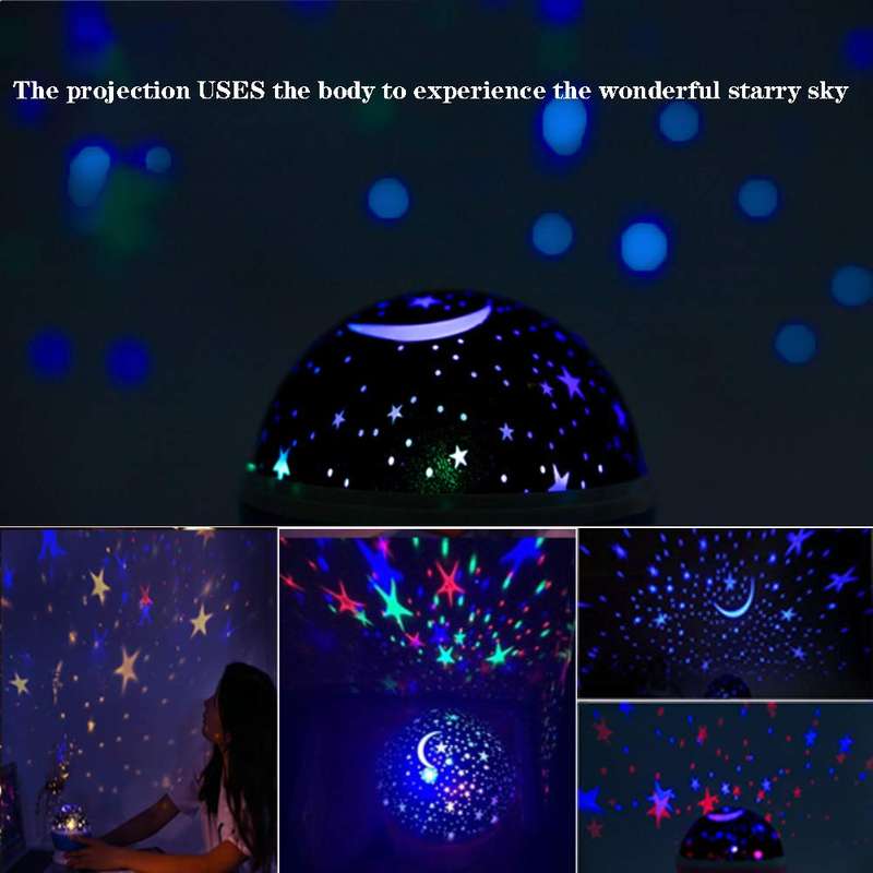 Rotating Moon Star Projector Desk Lamp for Bedroom
