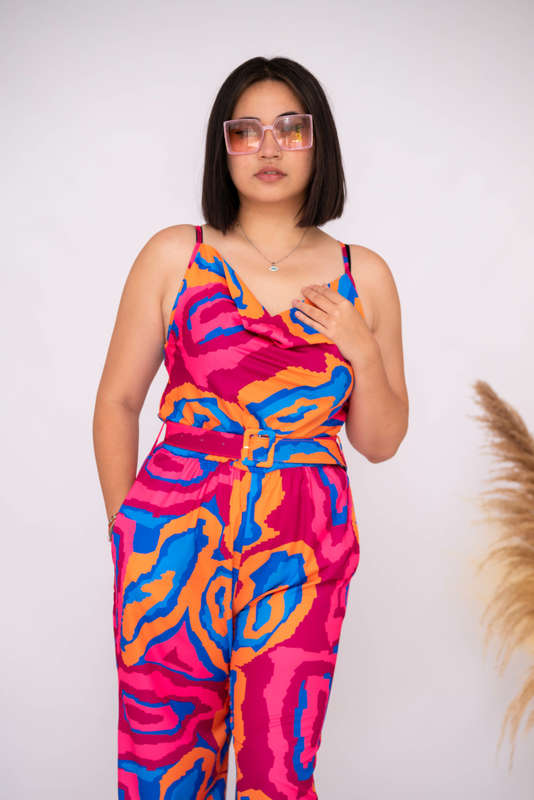 Olivia Belted Printed Jumpsuit Multi