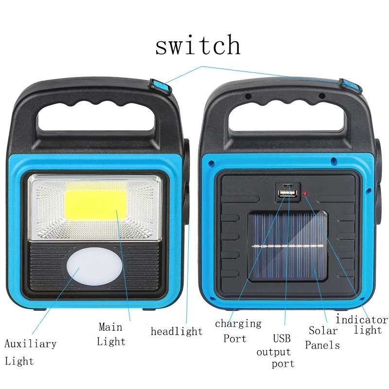 Portable 3 IN 1 Solar USB Rechargeable Power Bank LED Work Light