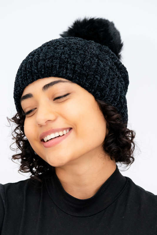 Women's Pom Pom Beanie Fleece Lined Winter Hat
