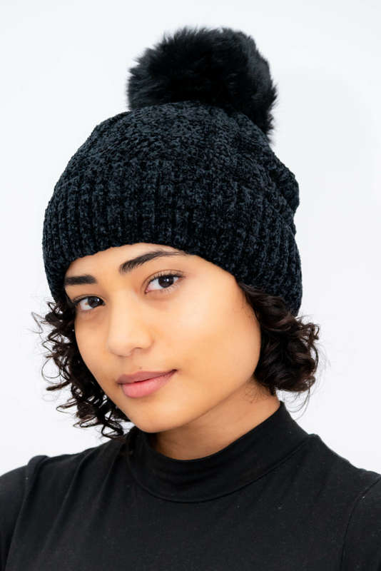 Women's Pom Pom Beanie Fleece Lined Winter Hat