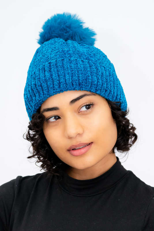 Women's Pom Pom Beanie Fleece Lined Winter Hat