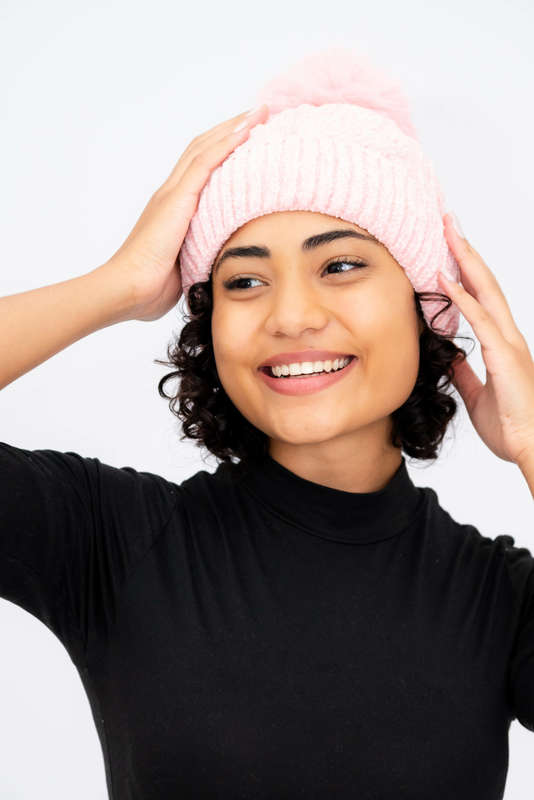 Women's Pom Pom Beanie Fleece Lined Winter Hat