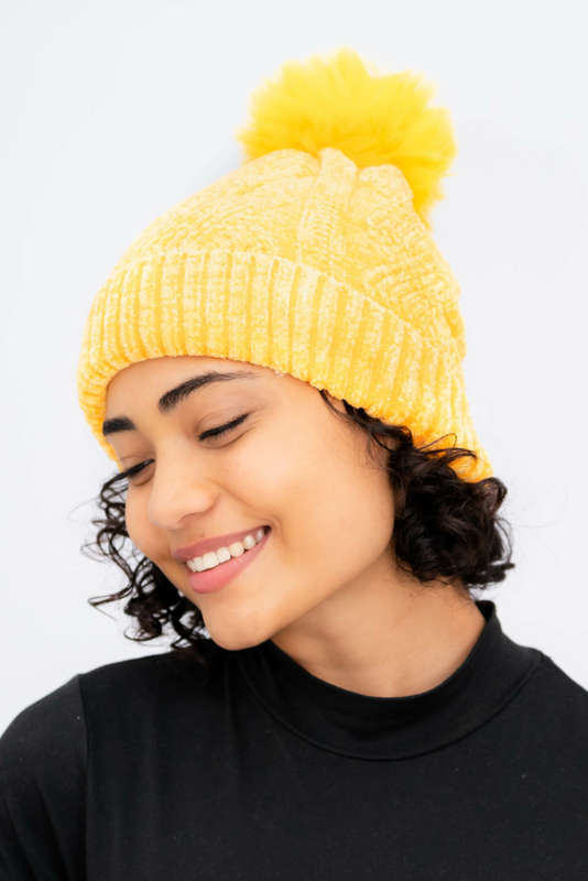 Women's Pom Pom Beanie Fleece Lined Winter Hat