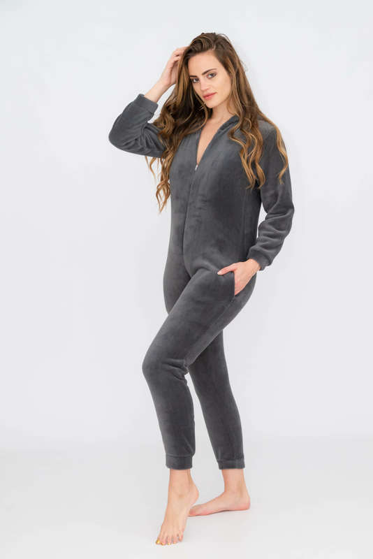 Ladies Hooded Winter Onesie Jumpsuit Pyjama With Pockets