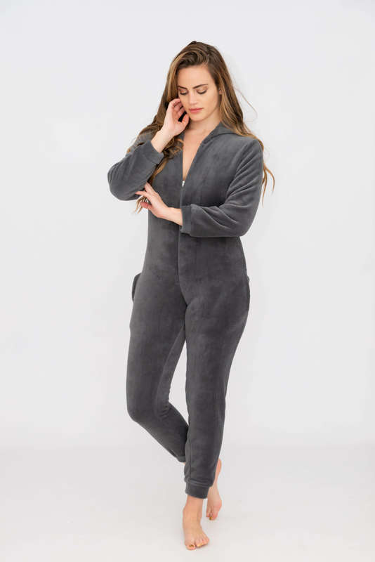 Ladies Hooded Winter Onesie Jumpsuit Pyjama With Pockets