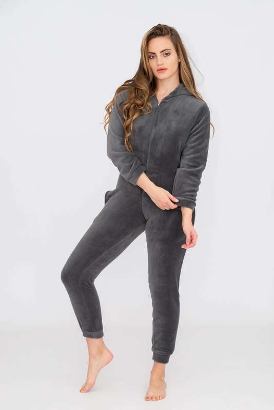 Ladies Hooded Winter Onesie Jumpsuit Pyjama With Pockets