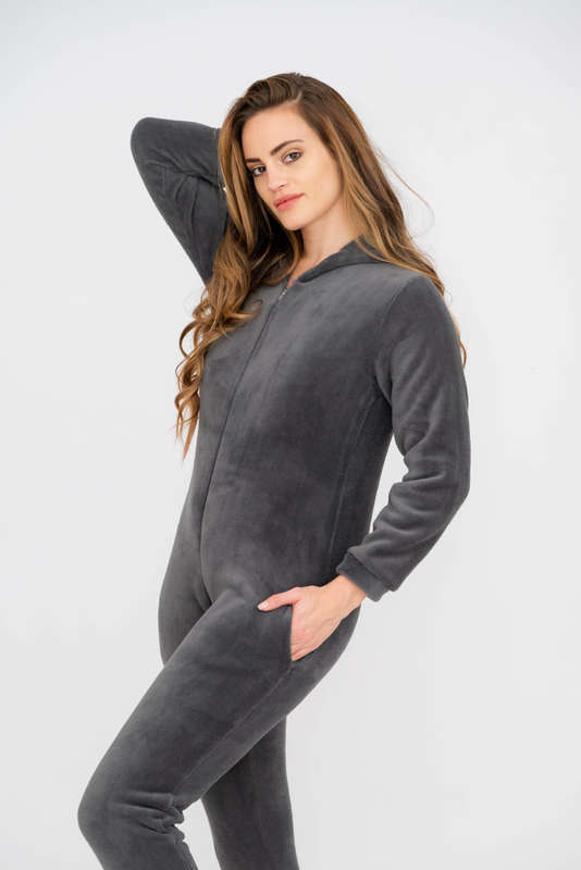 Ladies Hooded Winter Onesie Jumpsuit Pyjama With Pockets