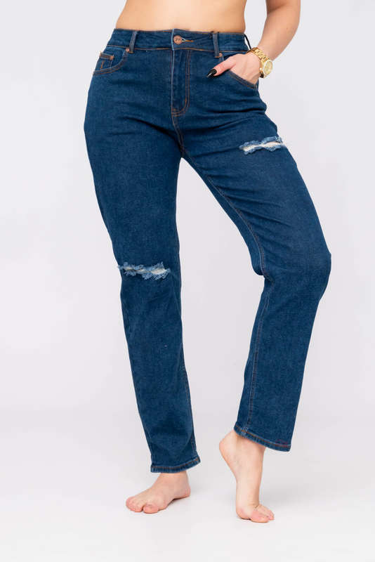 Vertigo Boyfriend Fit Ripped Blue Denim Jeans