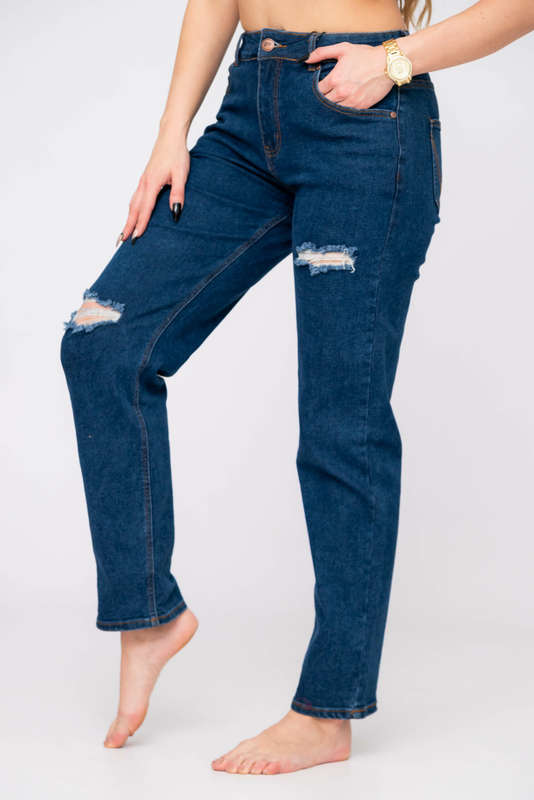 Vertigo Boyfriend Fit Ripped Blue Denim Jeans