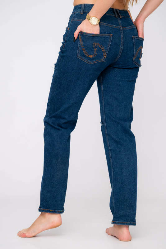 Vertigo Boyfriend Fit Ripped Blue Denim Jeans