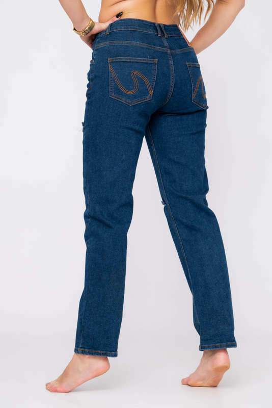 Vertigo Boyfriend Fit Ripped Blue Denim Jeans
