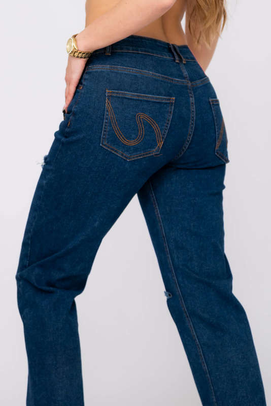 Vertigo Boyfriend Fit Ripped Blue Denim Jeans