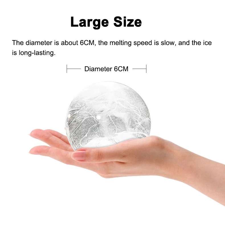 3 Round Ice Cube Mold Large Ice Balls Maker With Lid Silicone