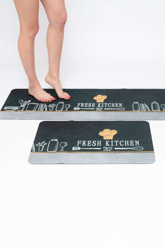 2 Piece Anti Fatigue PVC Kitchen &amp; Bathroom Non Slip Mat Set