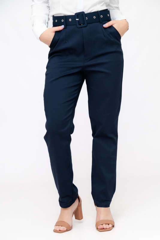 Ladies Professional Elegant Office Pants With Pockets & Belt