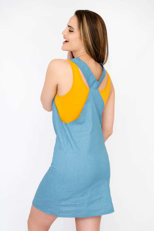 Martina Blue Denim Pinafore Dress