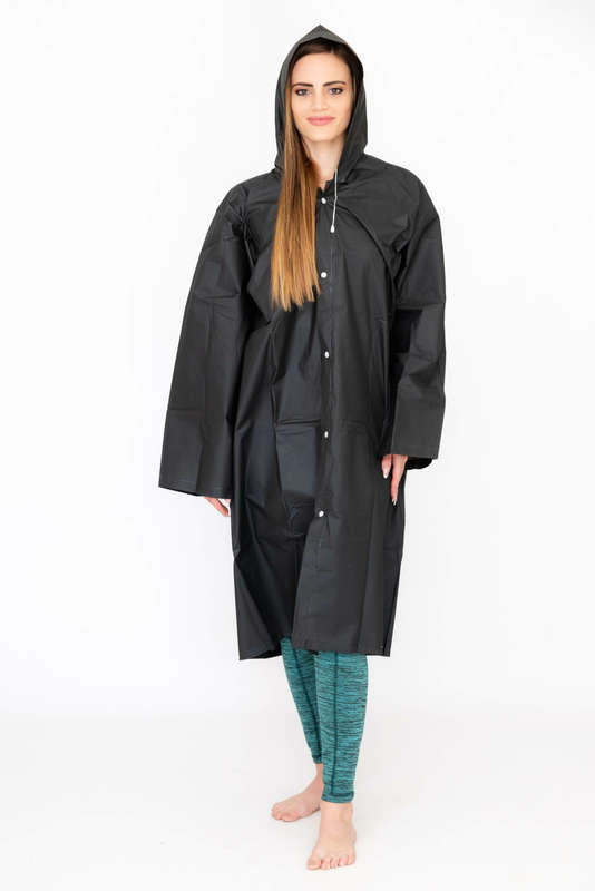 Senza® Unisex Lightweight Button-Down Hooded Raincoat